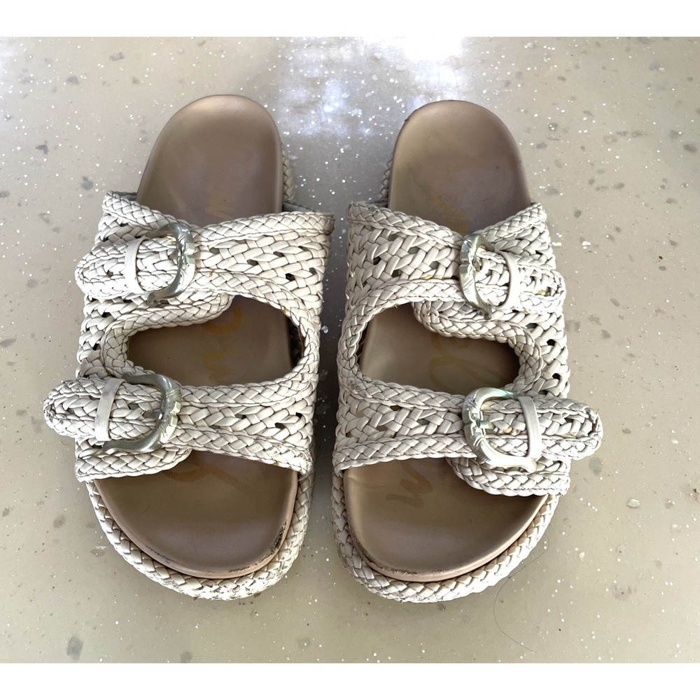 Sam Edelman Braided Double Buckle Sandal in Natural/Beige